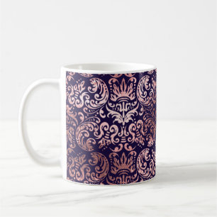 Vintager, nahtloser Damast Rose Goldfolie Kaffeetasse
