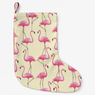 Vintager nahtloser grafischer Flamingovogel Kleiner Weihnachtsstrumpf