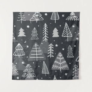 Vintager, nahtloser Hintergrund mit Weihnachtsbäum Wandteppich