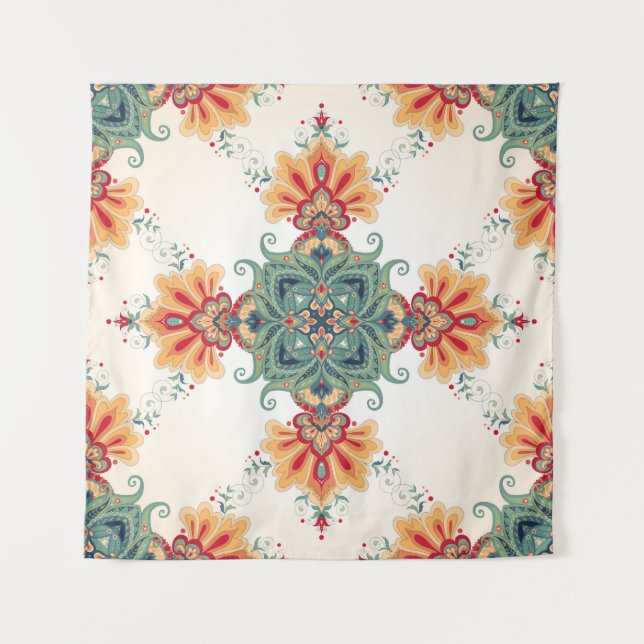 Vintager nahtloser Hintergrund. Schöne Blumengesch Wandteppich (Vorderseite)