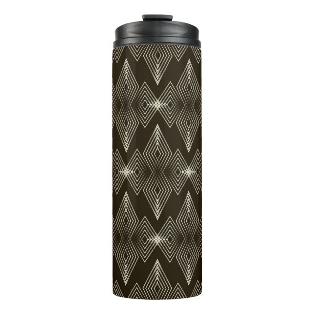 Vintager nahtloser Musterschmuck mit Stilstil Thermosbecher (Vorderseite)