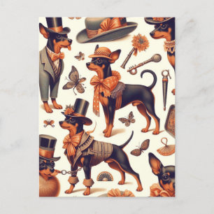 Vintager nahtloser Pinscher Postkarte
