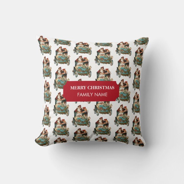 Vintager Name der antiken Weihnachtsfamilie Kissen (Vorderseite)