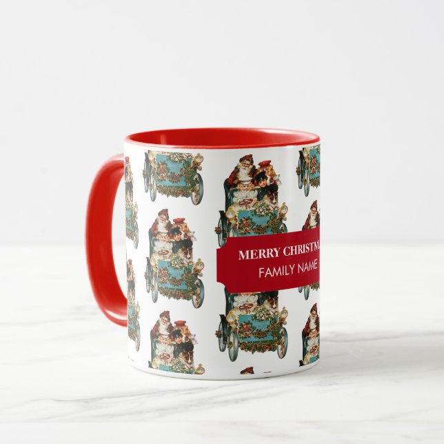 Vintager Name der antiken Weihnachtsfamilie Tasse (Vorderseite Links)
