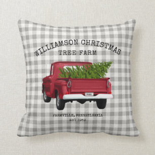 Vintager Name der Weihnachtsbaumfamilie von Red Tr Kissen