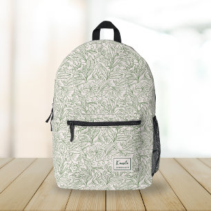 Vintager Name des benutzerdefinierten grünen Blume Bedruckter Rucksack
