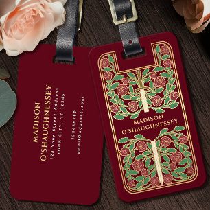 Vintager Name des roten mittelalterlichen Fantasie Gepäckanhänger