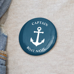 Vintager Name des Schiffskapitäns Blue Button