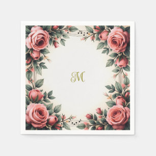 Vintager Name Französischer Blumenkohl-Rose Blume Serviette