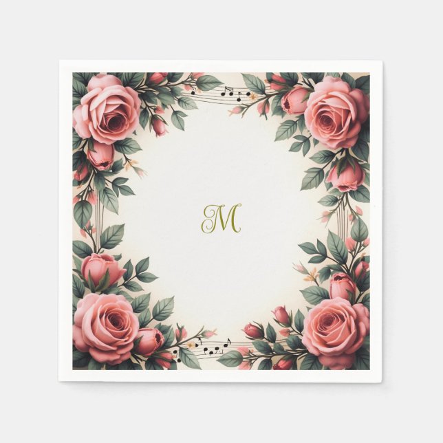 Vintager Name Französischer Blumenkohl-Rose Blume  Serviette (Vorderseite)