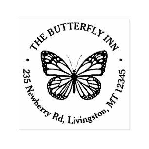 Vintager Name Rücksendeadresse Butterfly-Logo Permastempel