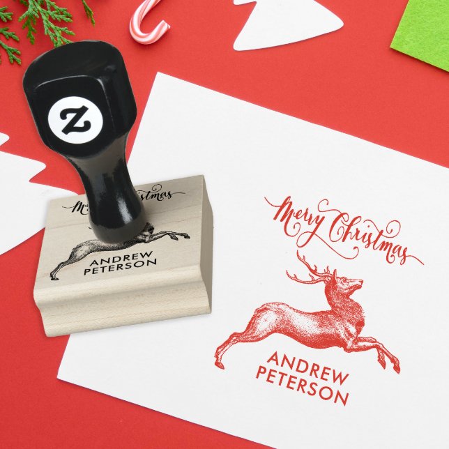 Vintager Name und Weihnachtsbaum Liniar Gummistempel (Von Creator hochgeladen)