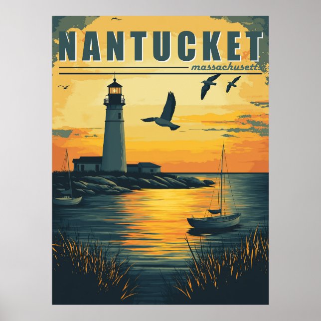Vintager Nantucket, Massachusetts - Inselcharakter Poster (Vorne)