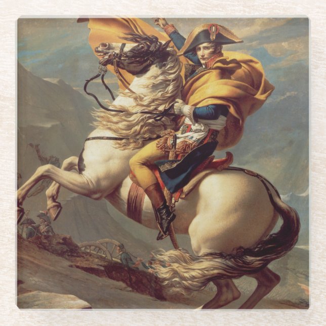 Vintager Napoleon über die Alpen Glasuntersetzer (Vorderseite)