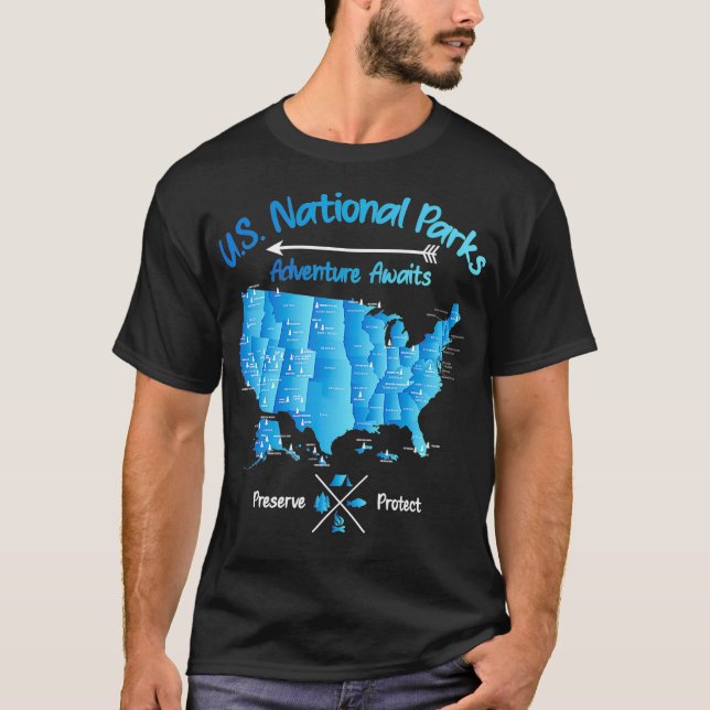 Vintager Nationalpark 63 US-Nationalparks Karte T-Shirt (Vorderseite)