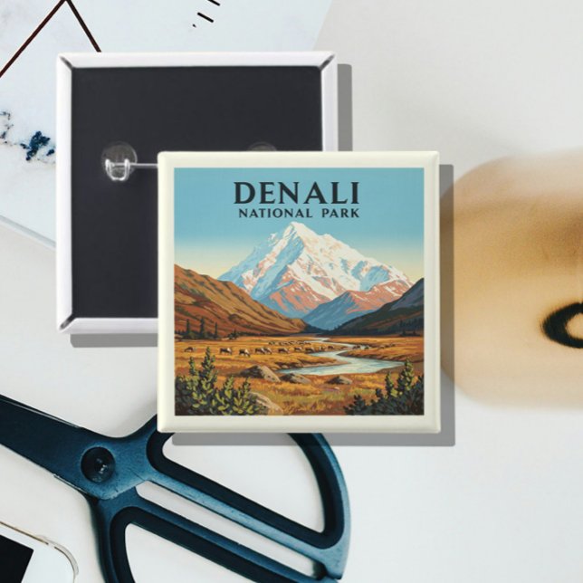 Vintager Nationalpark Denali Button (Von Creator hochgeladen)