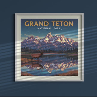 Vintager Nationalpark Grand Teton Poster