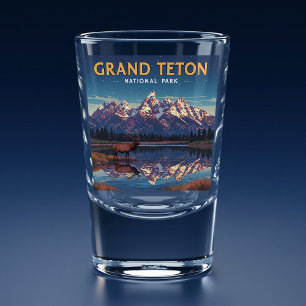 Vintager Nationalpark Grand Teton Schnapsglas
