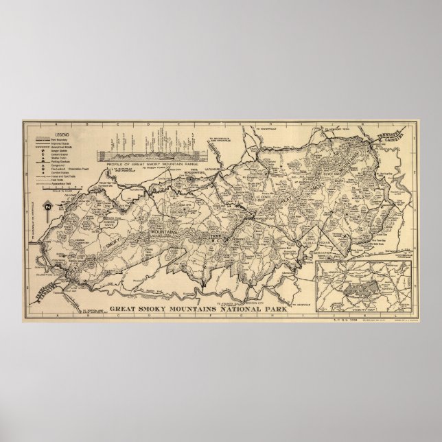 Vintager Nationalpark Great Smoky Mountains Poster (Vorne)