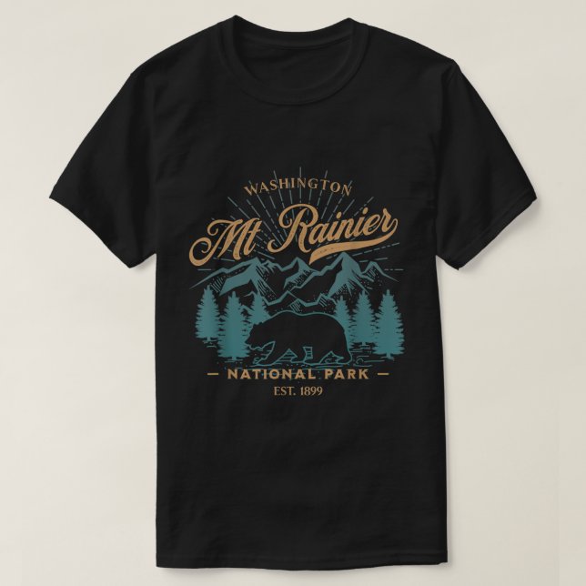 Vintager Nationalpark Mount Rainier T-Shirt (Design vorne)