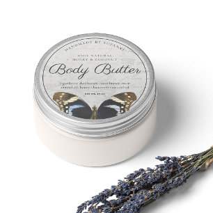 Vintager natürlicher Body Butter Blauer Butterfly Runder Aufkleber