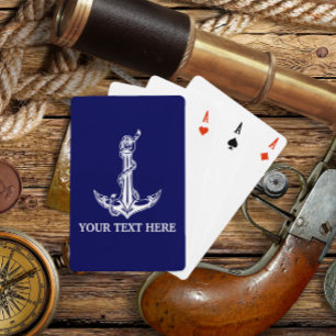 Vintager Nautic Anchor lässt Ihren Text hier ersch Spielkarten
