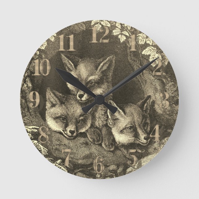 Vintager Nebelwald Runde Wanduhr (Vorderseite)