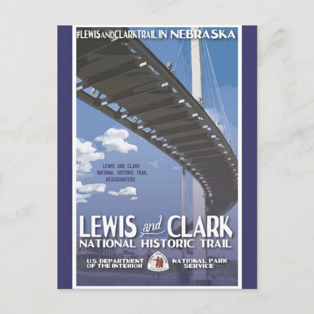 Vintager Nebraska Lewis und Clark Trail Postkarte (Vorderseite)