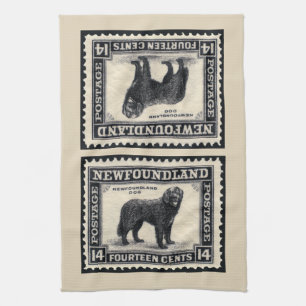 Vintager Neufundland-Hund Geschirrtuch