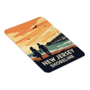 Vintager New Jersey Shoreline Sunset Magnet