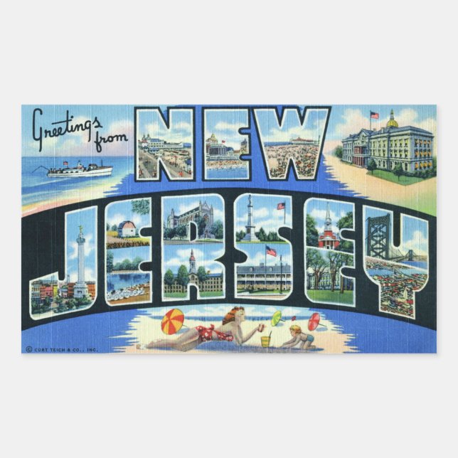 Vintager New Jersey-Sticker Rechteckiger Aufkleber (Vorderseite)