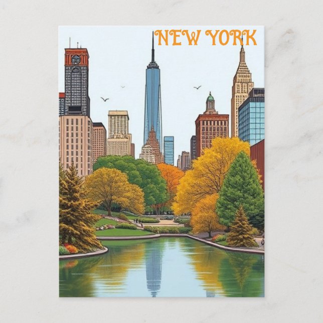 Vintager New York City Central Park Postkarte (Vorderseite)