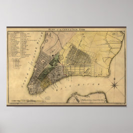 Vintager New Yorker Stadtplan, 1789, wiederhergest Poster