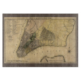 Vintager New Yorker Stadtplan, 1789, wiederhergest Schneidebrett