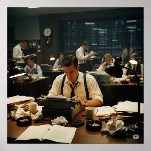 Vintager Newsroom-Grafik Poster