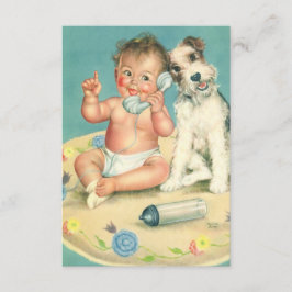 Vintager Niedlicher Baby- und Welpenhundewechsel Ankündigung