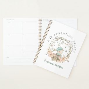 Vintager Niedlicher Bär Florals Erstes Jahr Kinder Planer