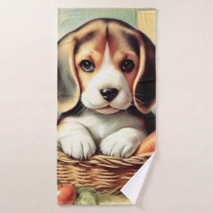 Vintager Niedlicher Beagle Welpe Badehandtuch