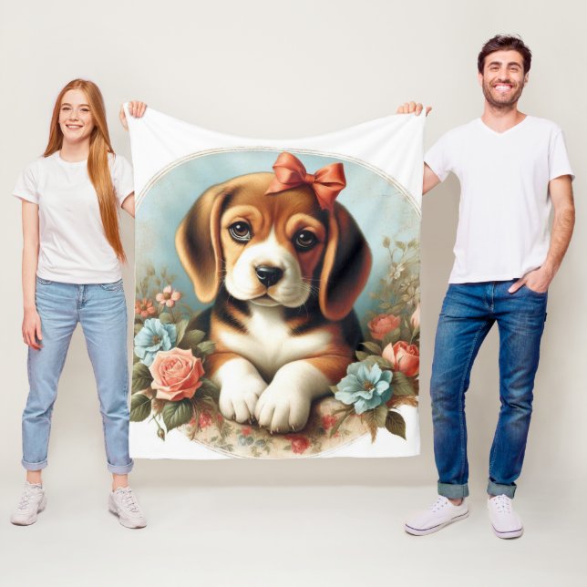 Vintager Niedlicher Beagle Welpe Fleecedecke (Beispiel)