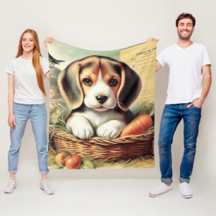 Vintager Niedlicher Beagle Welpe Fleecedecke