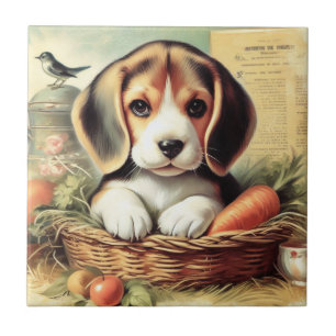 Vintager Niedlicher Beagle Welpe Fliese