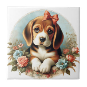 Vintager Niedlicher Beagle Welpe Fliese