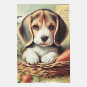 Vintager Niedlicher Beagle Welpe Geschirrtuch