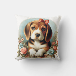 Vintager Niedlicher Beagle Welpe Kissen