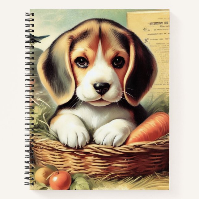 Vintager Niedlicher Beagle Welpe Notizbuch (Vorderseite)
