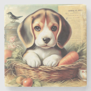 Vintager Niedlicher Beagle Welpe Steinuntersetzer