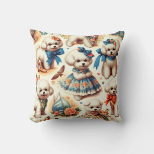 Vintager Niedlicher Bichon Frisé Malerei Kissen