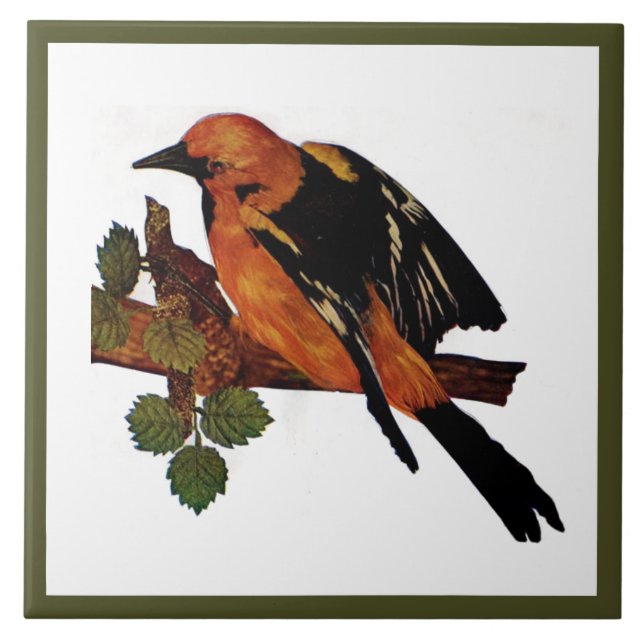 Vintager Niedlicher Bright-Bird und Foliage Fliese (Vorderseite)