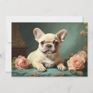 Vintager Niedlicher Bulldog Portrait Welpenhund Feiertagskarte