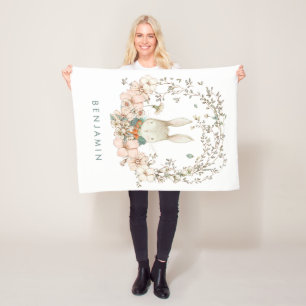 Vintager Niedlicher Bunny Florals Baby Boy Fleecedecke